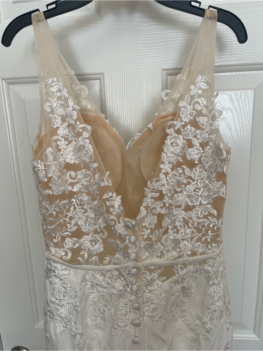 Lace Appliqué A-Line Wedding Gown in Ivory - Picture 7 of 12